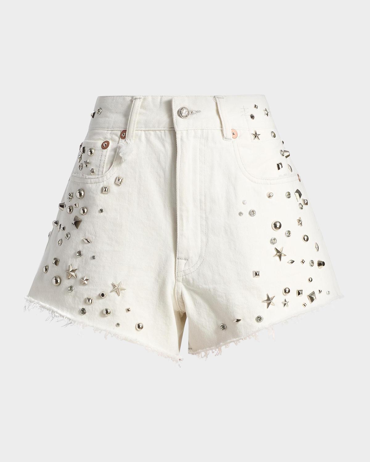 R13 Studded Boyfriend Shorts