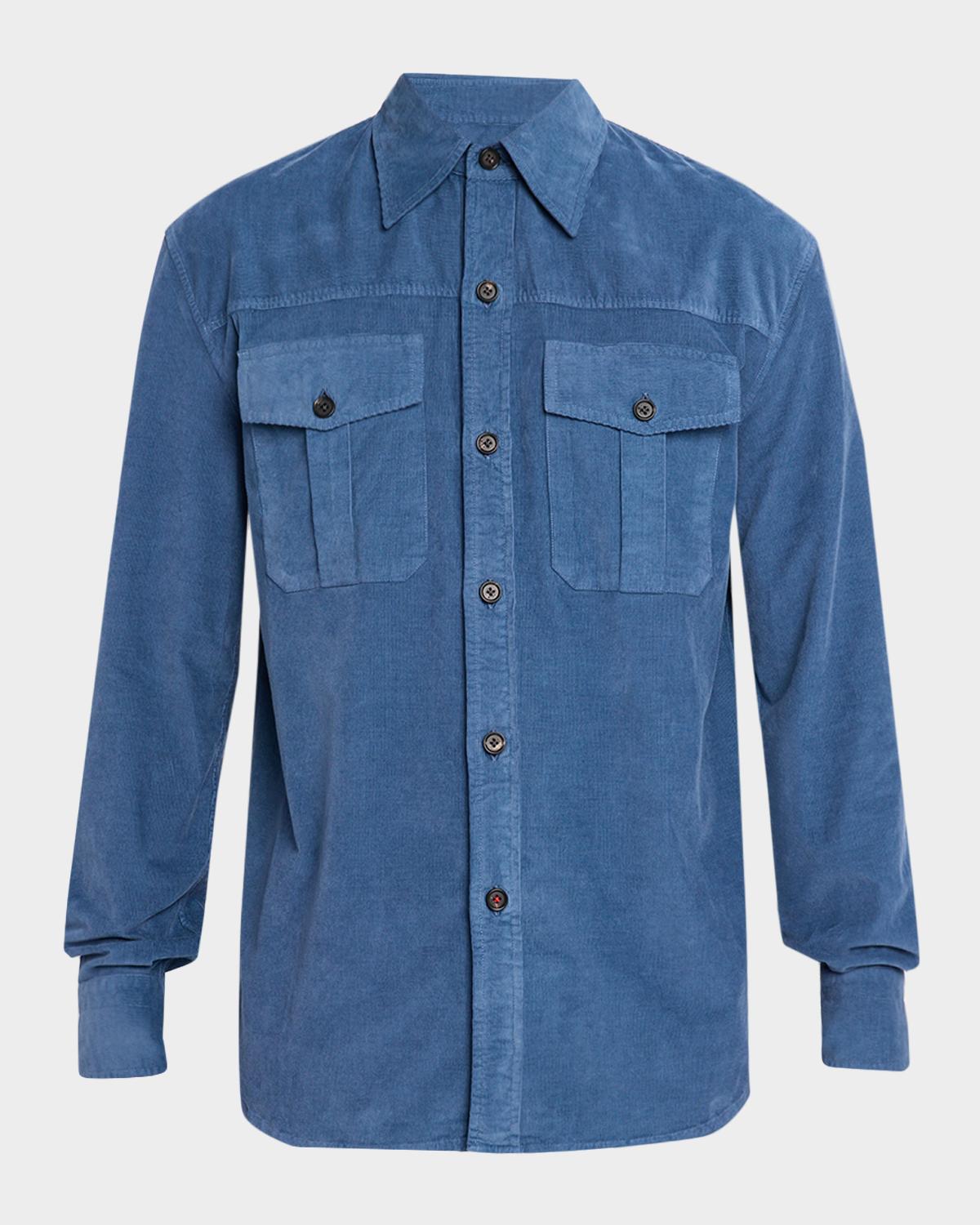 Isaia Men's Garment-Dyed Corduroy Sport Shirt