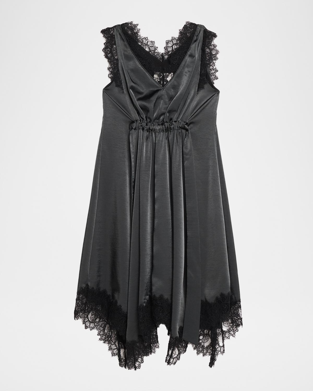3.1 Phillip Lim V-Neck Lace-Trim Satin Midi Dress