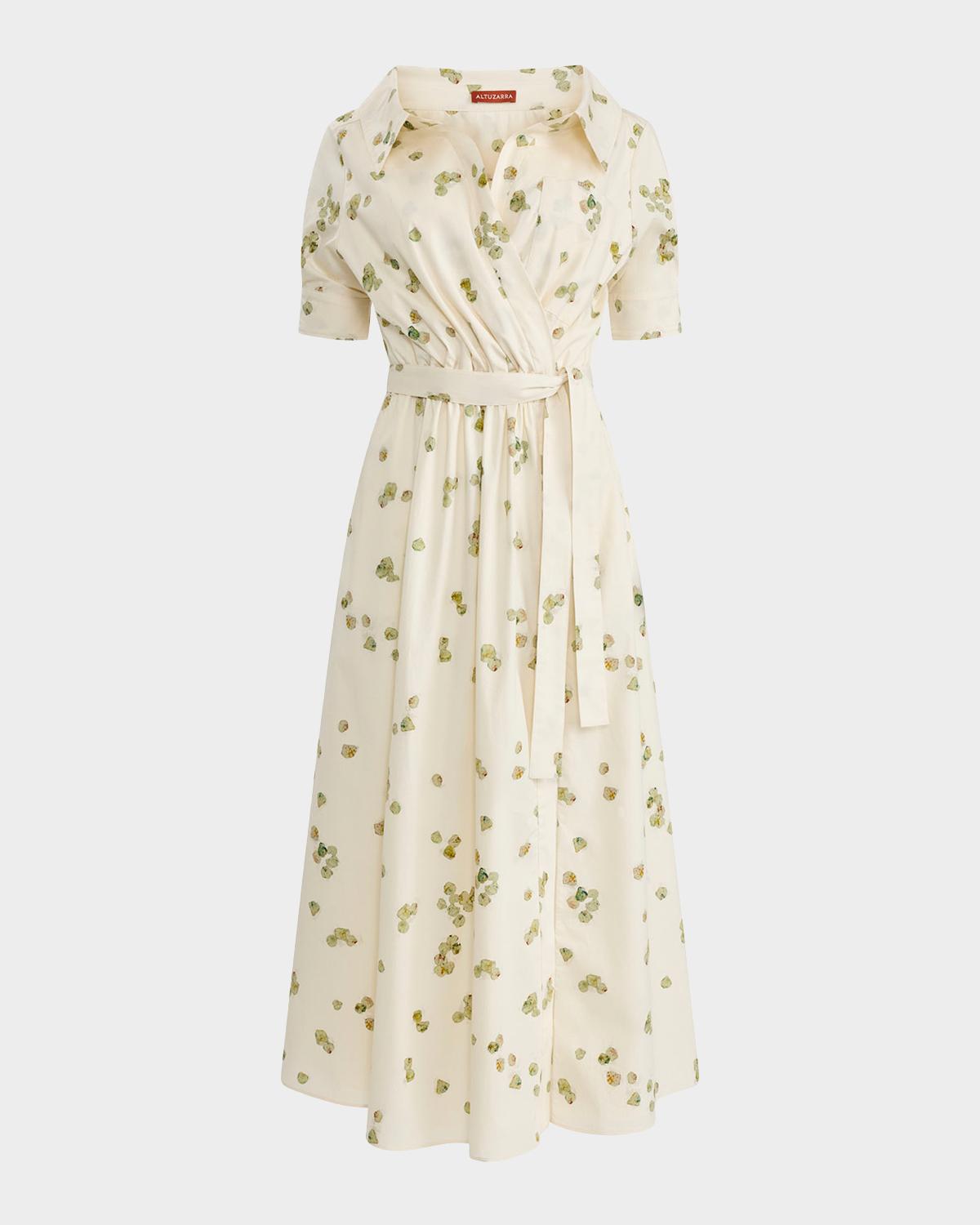 Altuzarra Lydia Floral-Print Waist-Tie Midi Dress