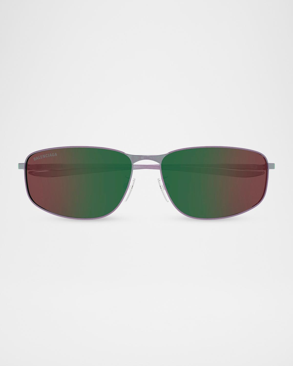 Balenciaga Men's BB0494SA-005 Metal and Nylon Rectangle Sunglasses