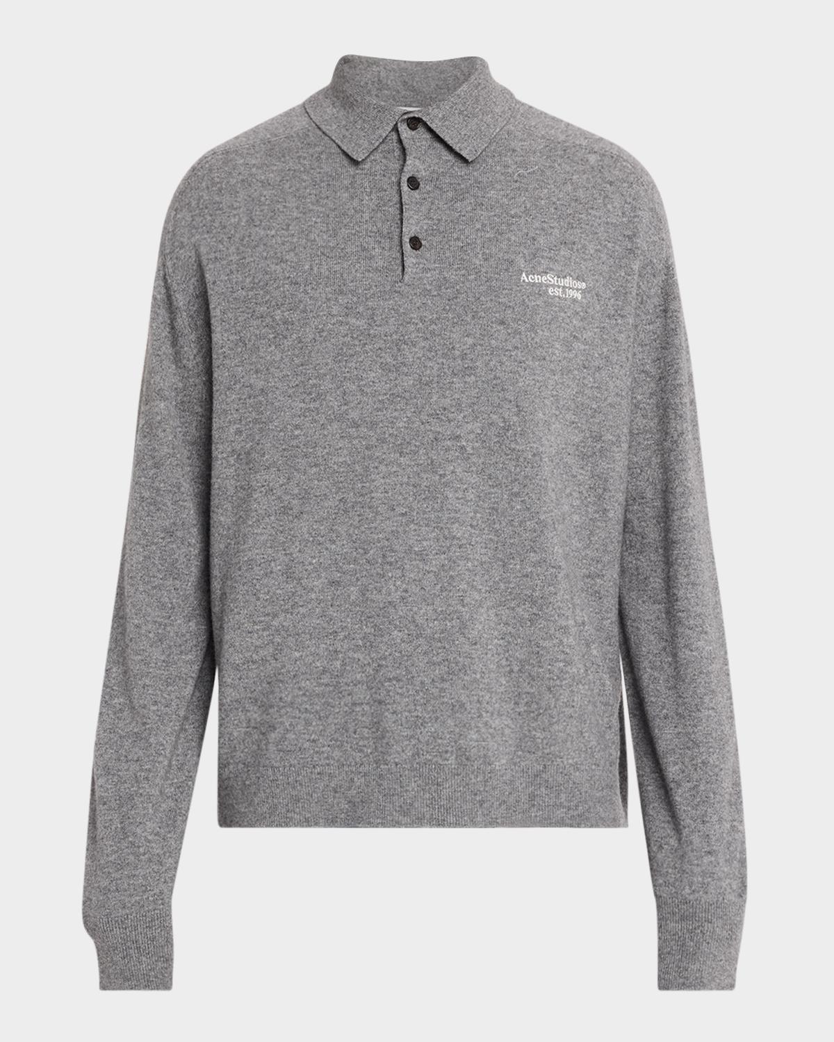 Acne Studios Men's Kluxey Embroidered Logo Wool Polo Sweater