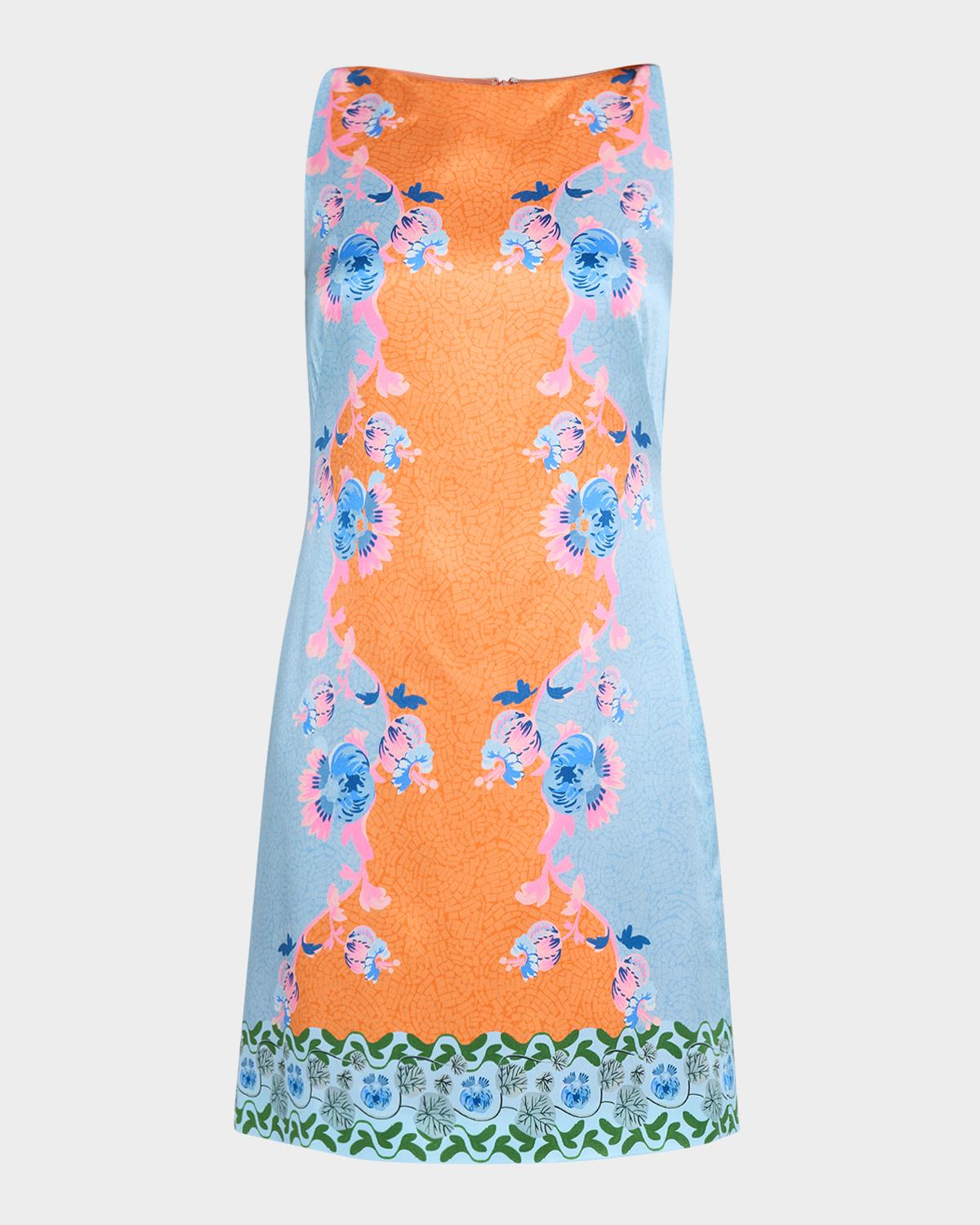 Saloni Alba-B Printed Silk-Blend Shift Dress