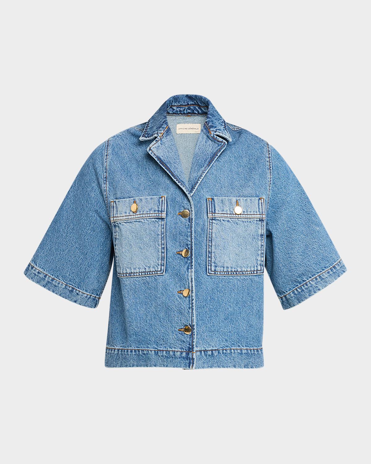 Officine Générale Enna Wash Cotton Denim Shirt