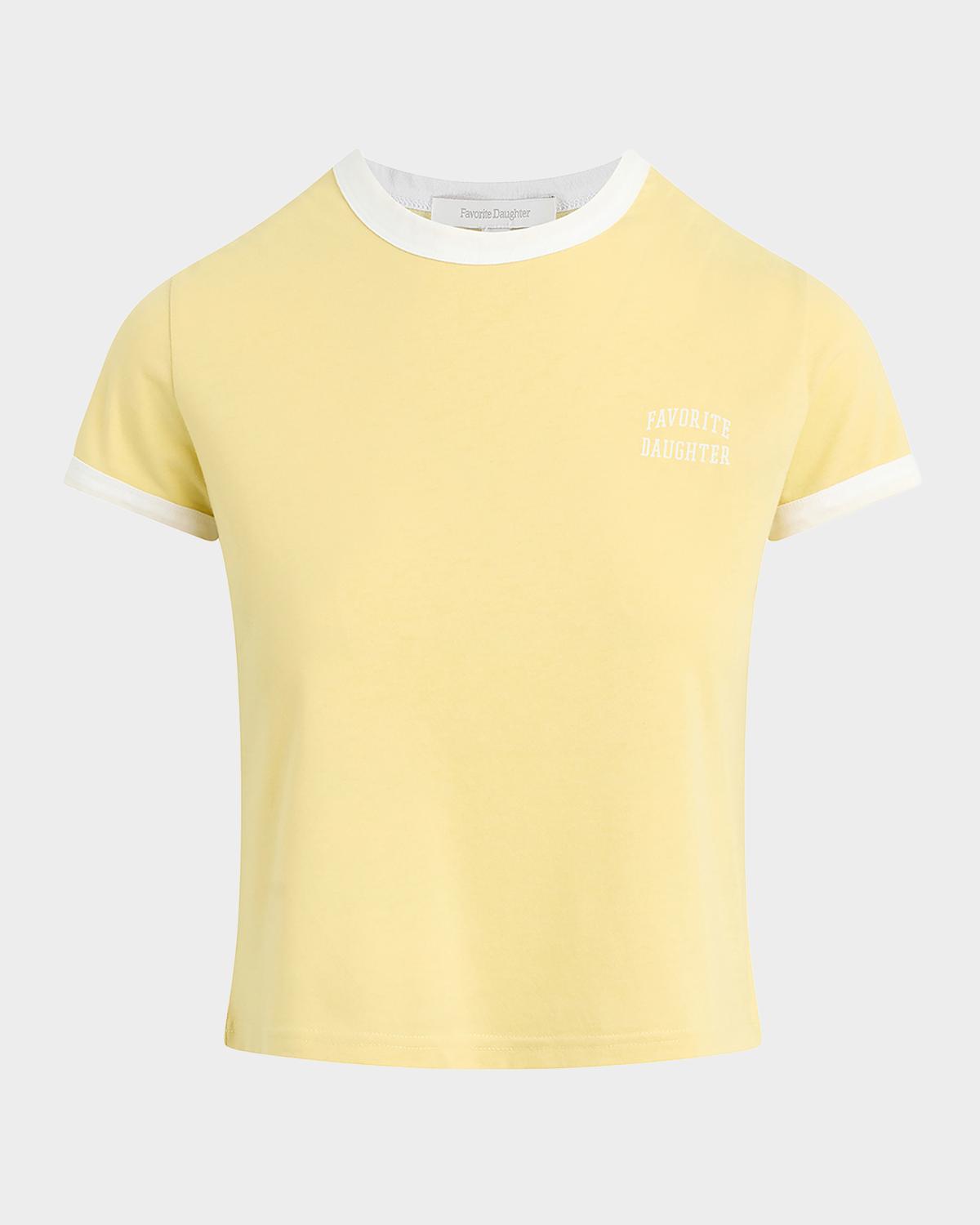 Favorite Daughter Chest Logo Cropped Ringer T-Shirt
