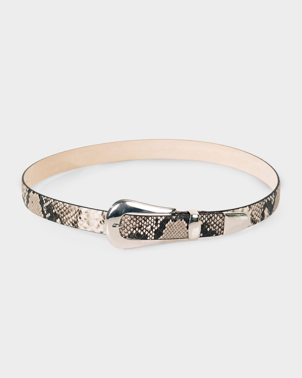 Dehanche Colette Snake-embossed Leather Belt In Ivory/brown