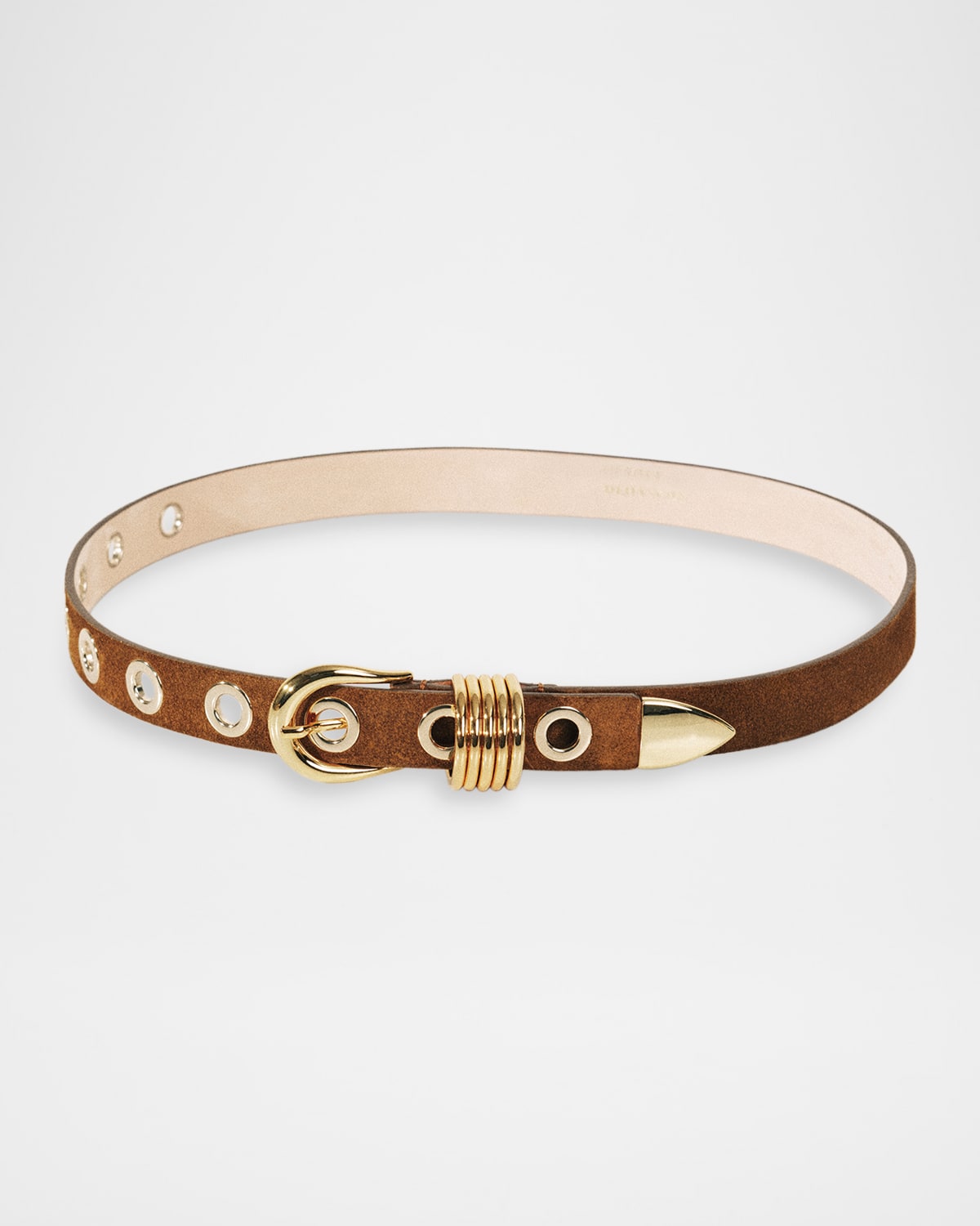 Dehanche 10 Rivet Suede Belt In Ochre/gold