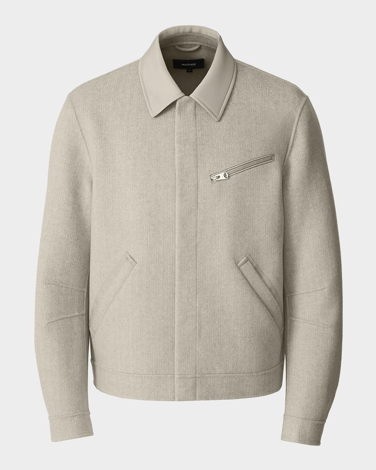 Mackage Men's Hayes Double-Face Herringbone Wool Shirt Jacket