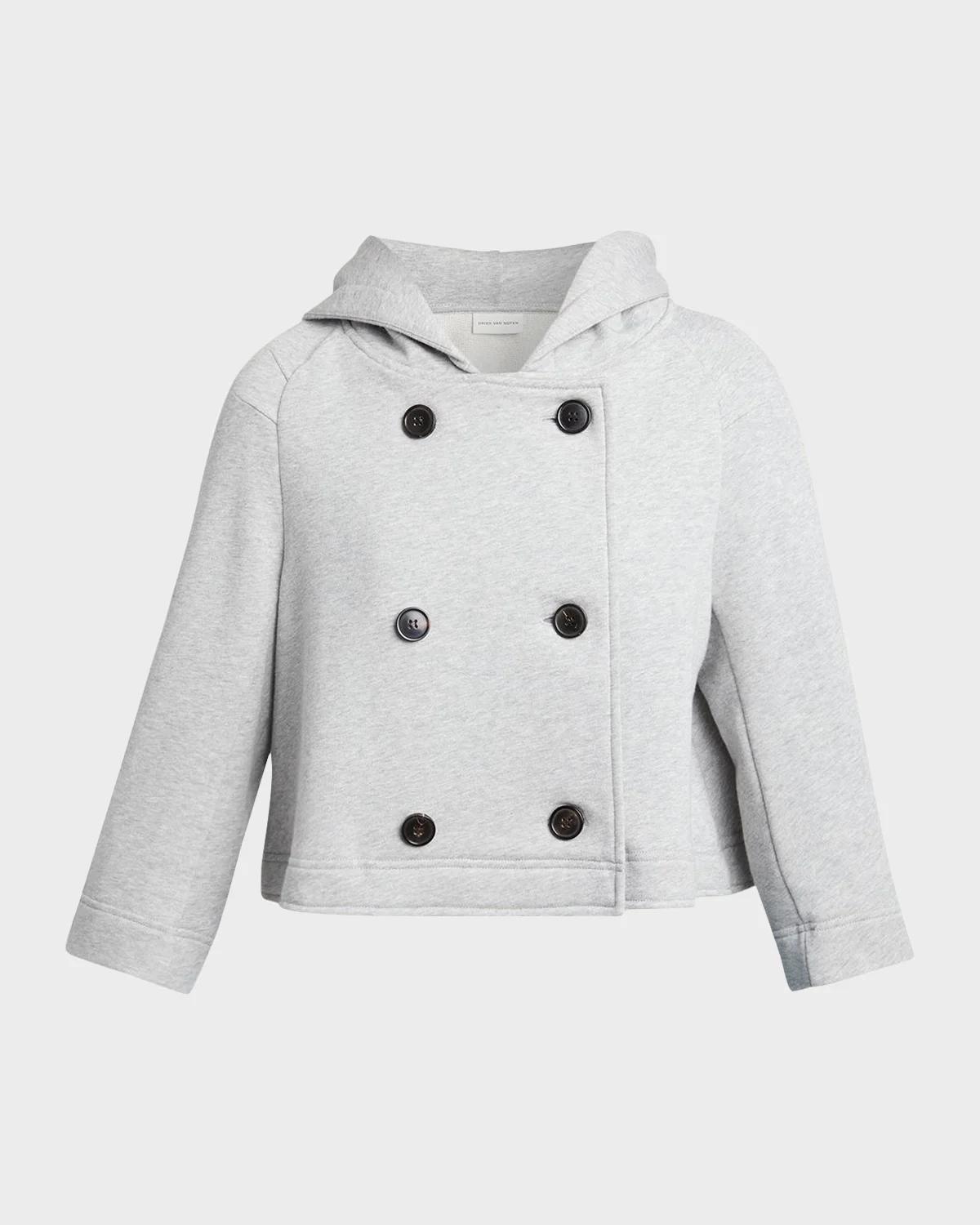 Dries Van Noten Havipa Double-Breasted Jersey Hooded Jacket