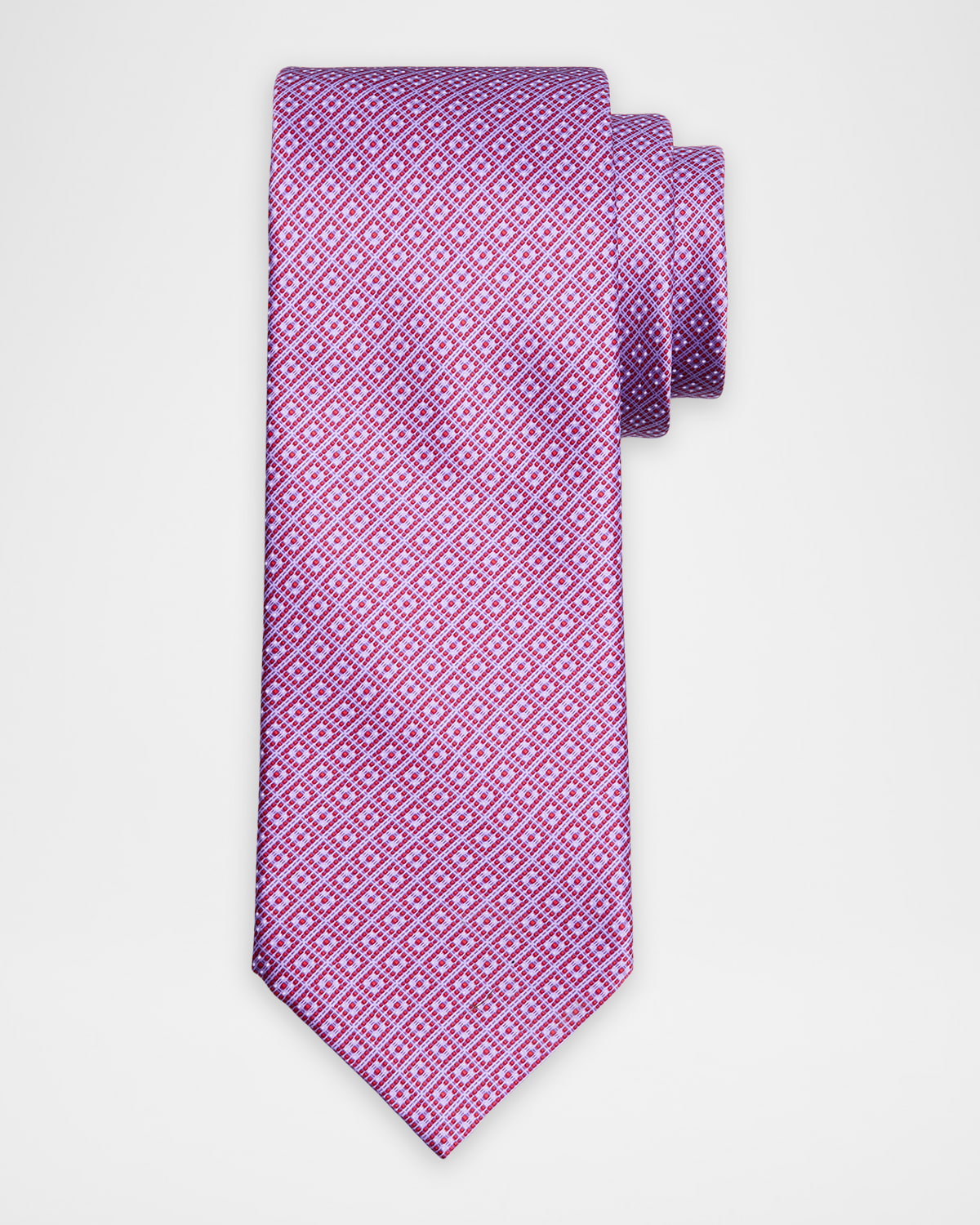 Stefano Ricci Men 's Dotted Grid Check Silk Tie