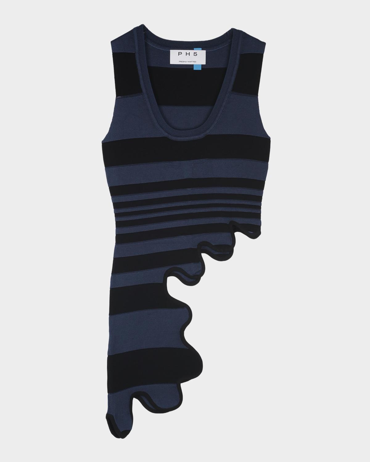 PH5 Cassia Striped Asymmetric Wavy Tank Top