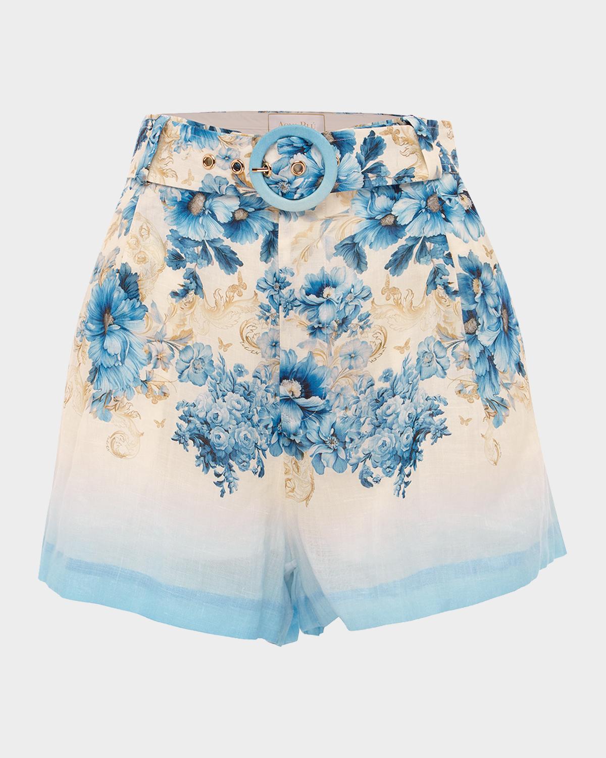 Aqua Blu Australia Portia Floral Linen-Blend Shorts