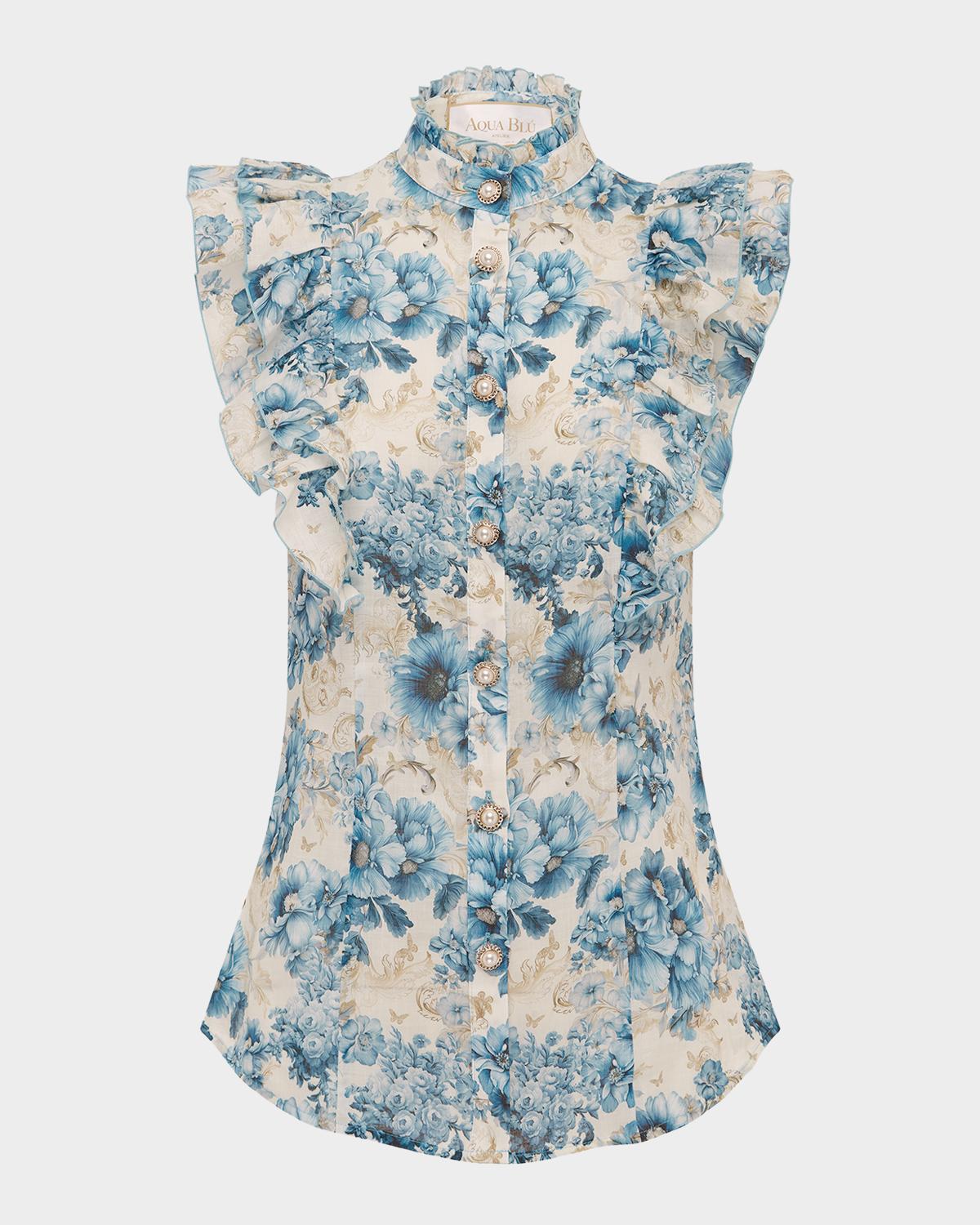 Aqua Blu Australia Aubrey Floral Ruffle Top