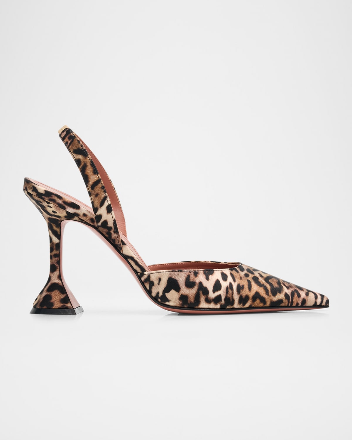 Amina Muaddi 95mm Holli Leopard-Printed Satin Slingback Pumps