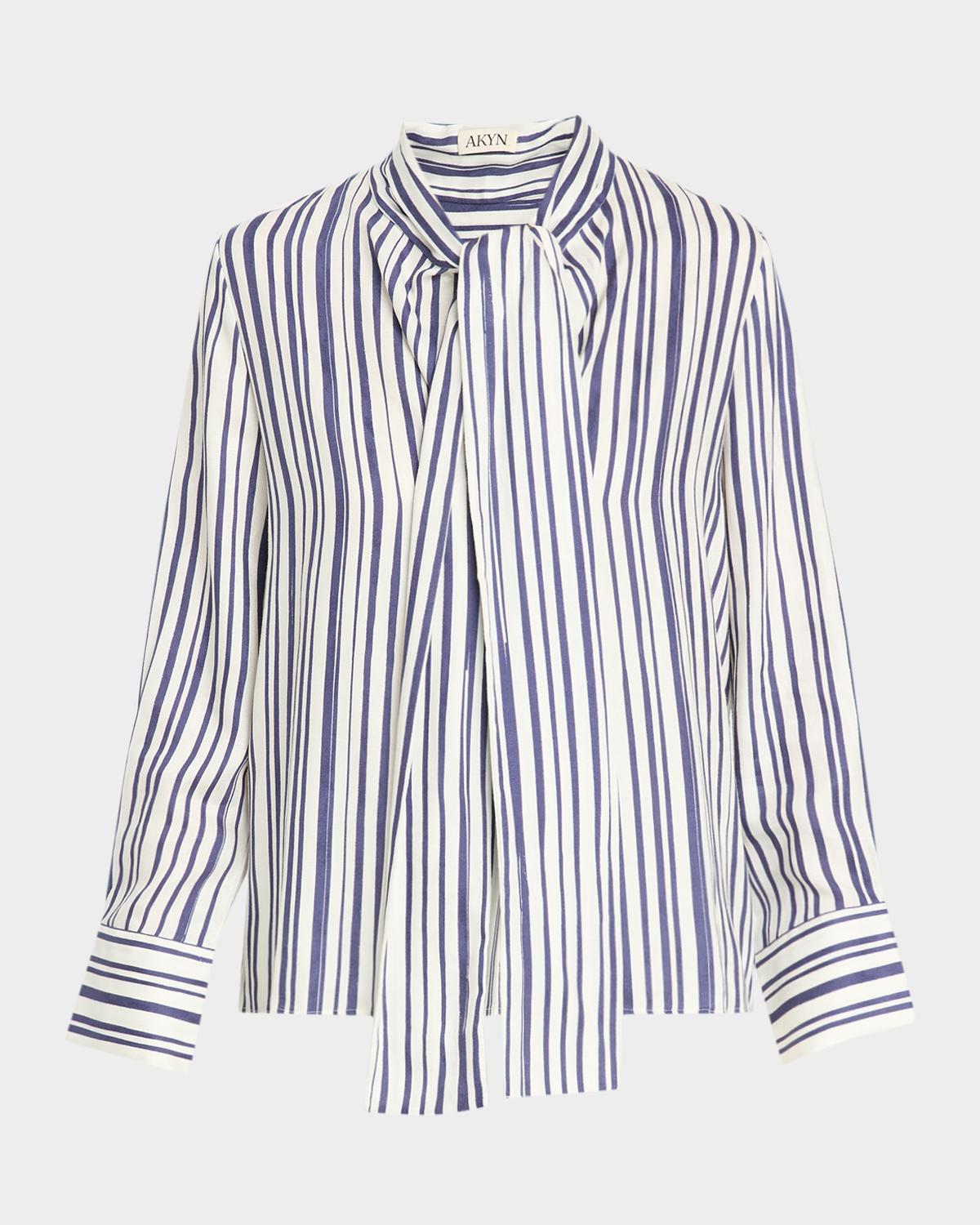 Akyn Studio Viola Striped Tie-Neck Shirt