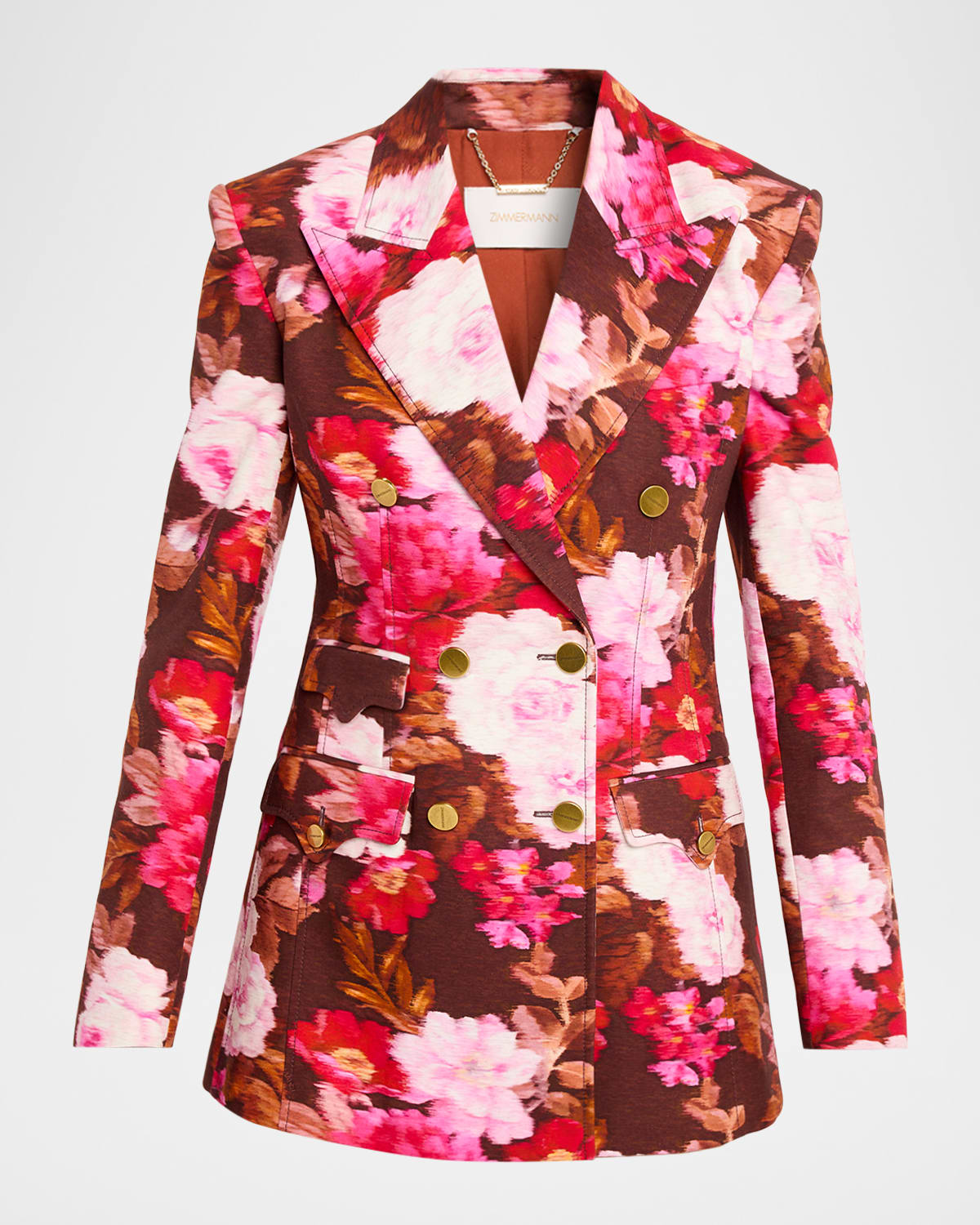 Zimmermann Luna Printed Drill Blazer In Brown