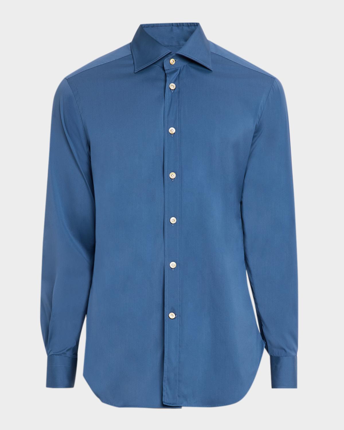Kiton Men's Solid Cotton Sport Shirt
