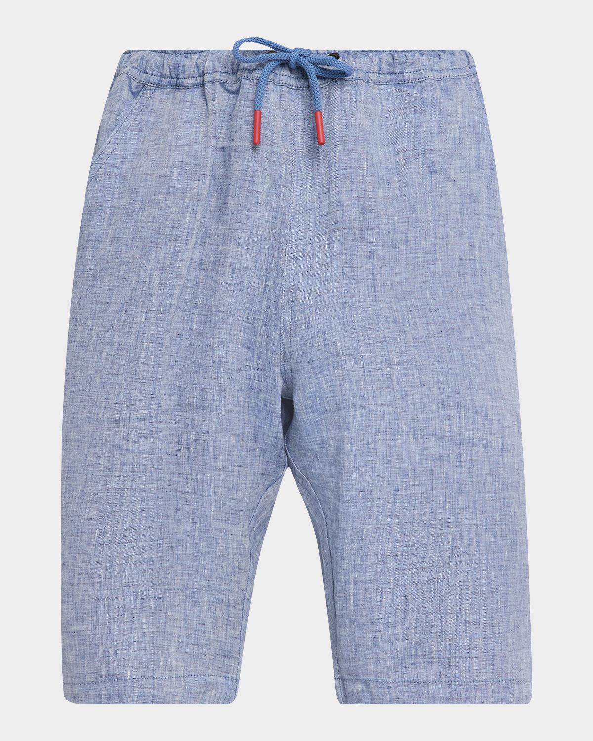 Kiton Men's Linen Drawstring Pull-On Shorts