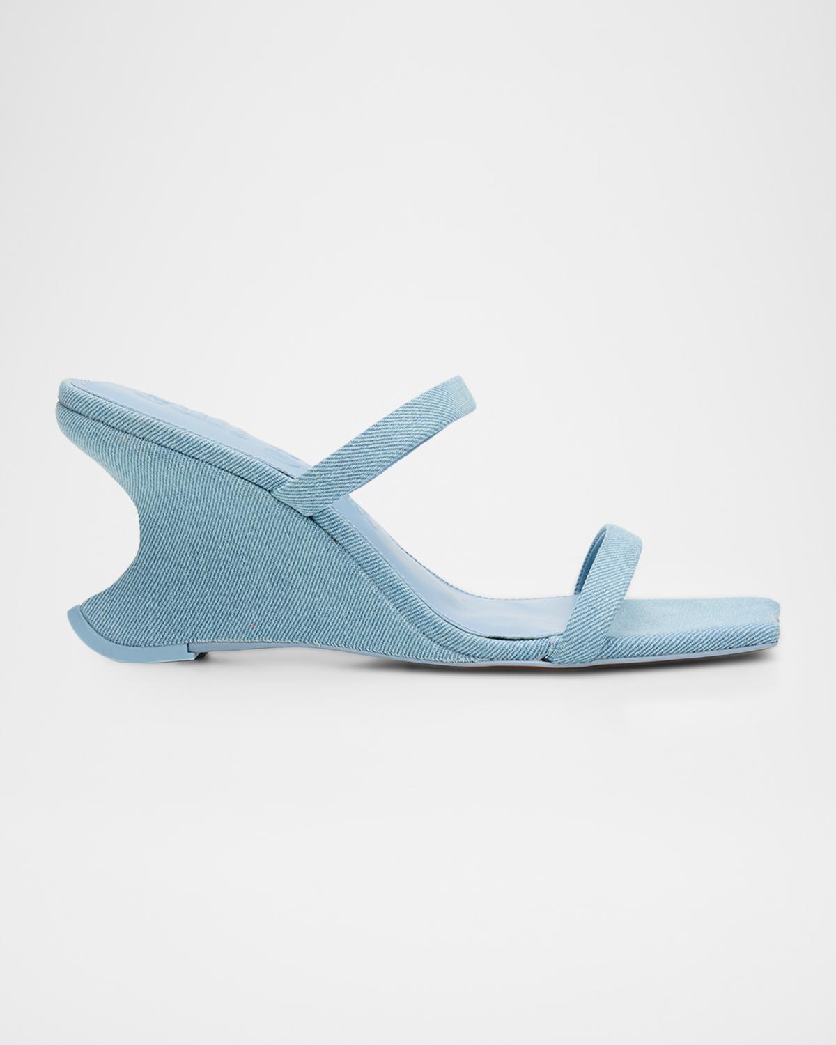 Cult Gaia Raven Denim Wedge Sandals