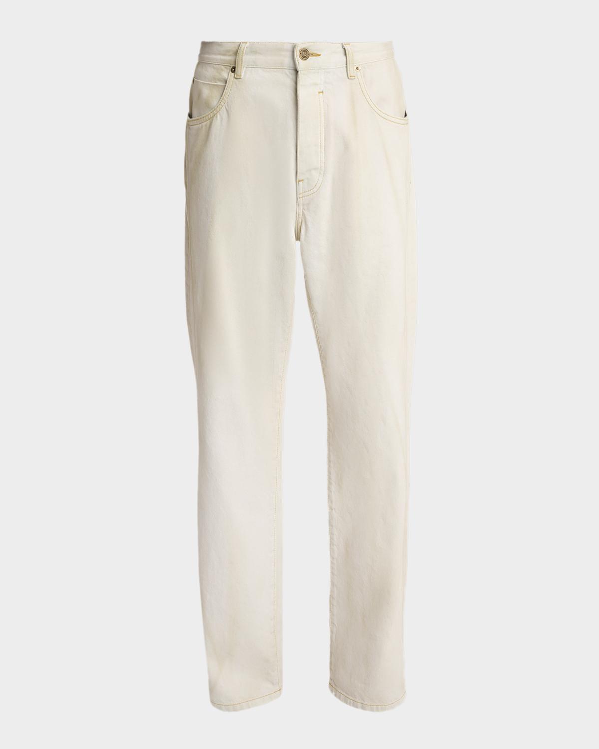 Balmain Men's Relaxed Faded Denim Jeans