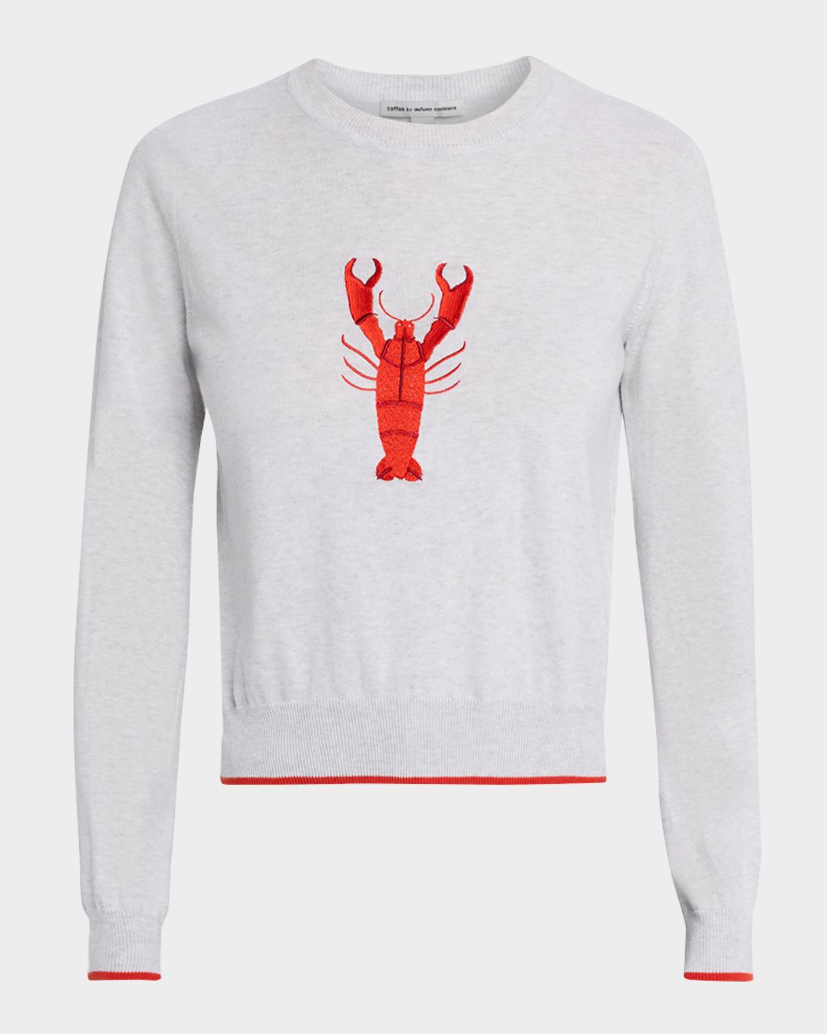 Autumn Cashmere Crewneck Lobster Cotton Knit Sweater