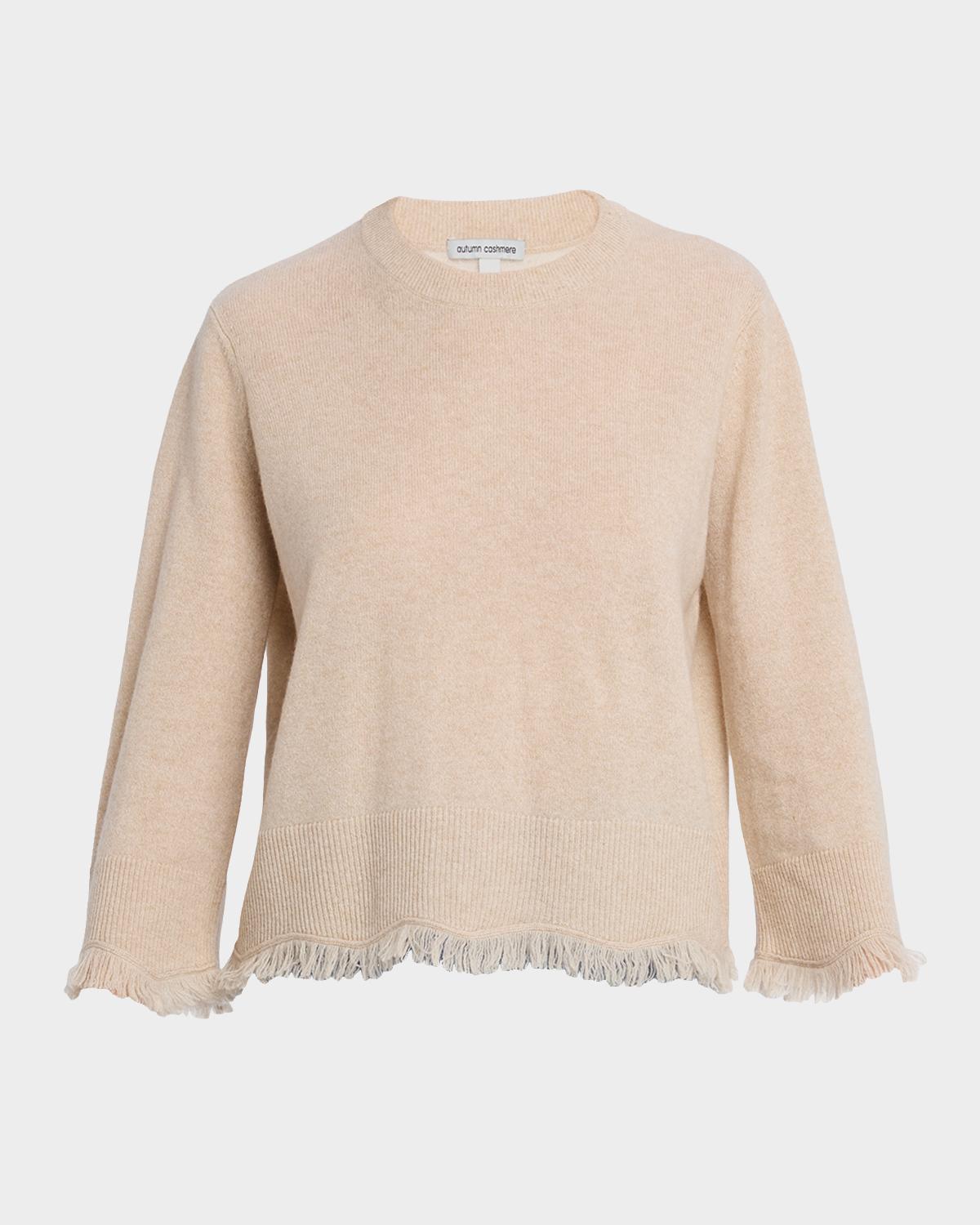 Autumn Cashmere Scalloped Fringe-Trim Cashmere Sweater