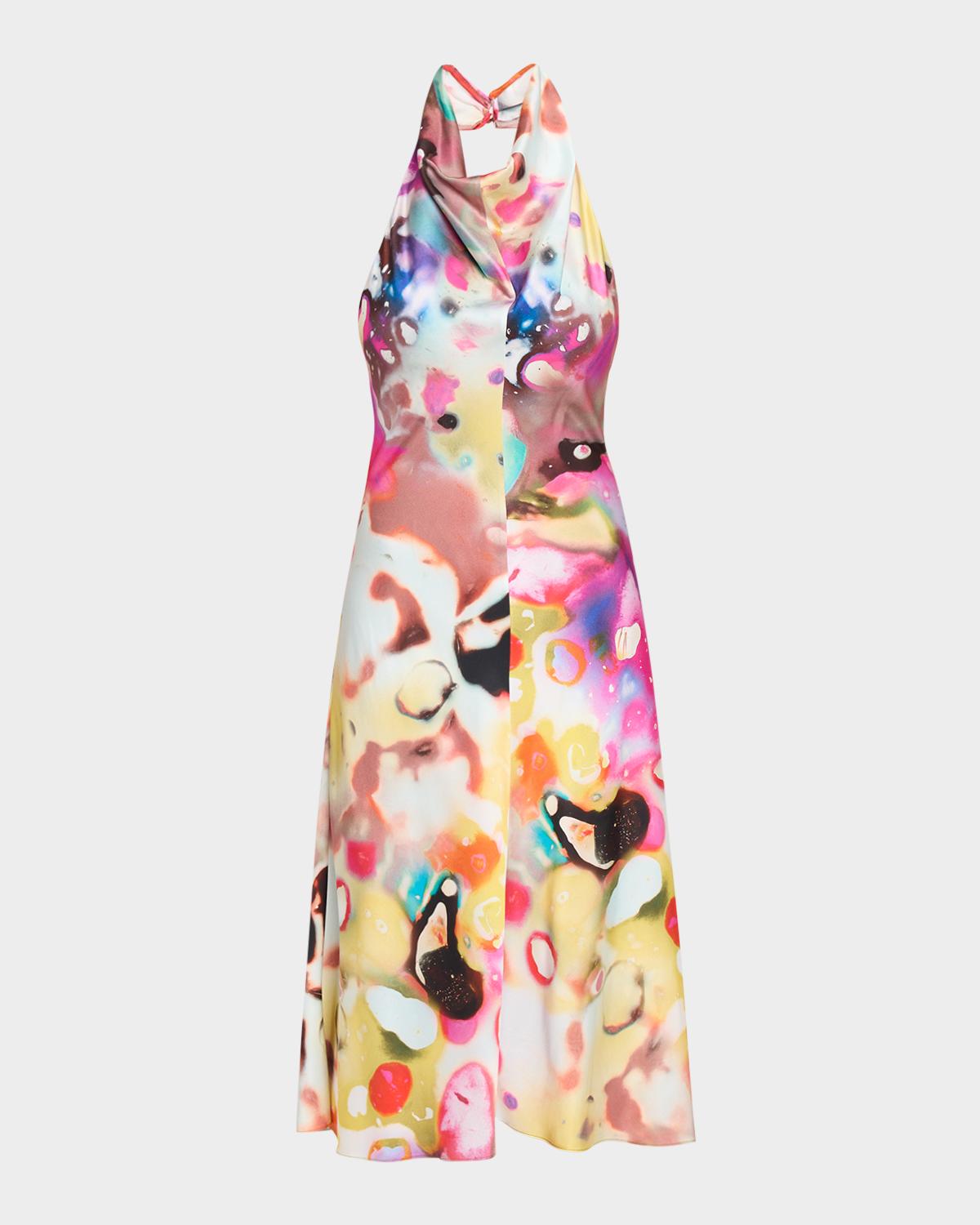 CHRISTOPHER JOHN ROGERS Moonshine Cowl Halter Midi Dress
