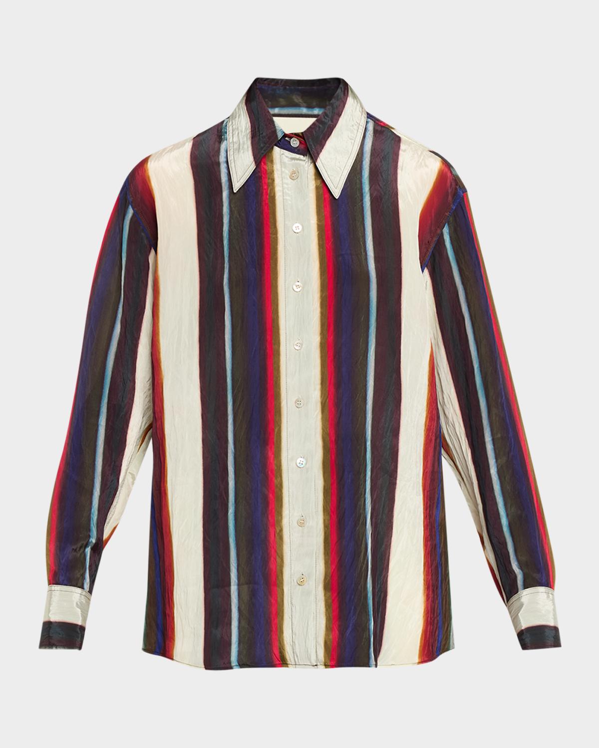 CHRISTOPHER JOHN ROGERS Morris Striped Satin Button-Down Shirt