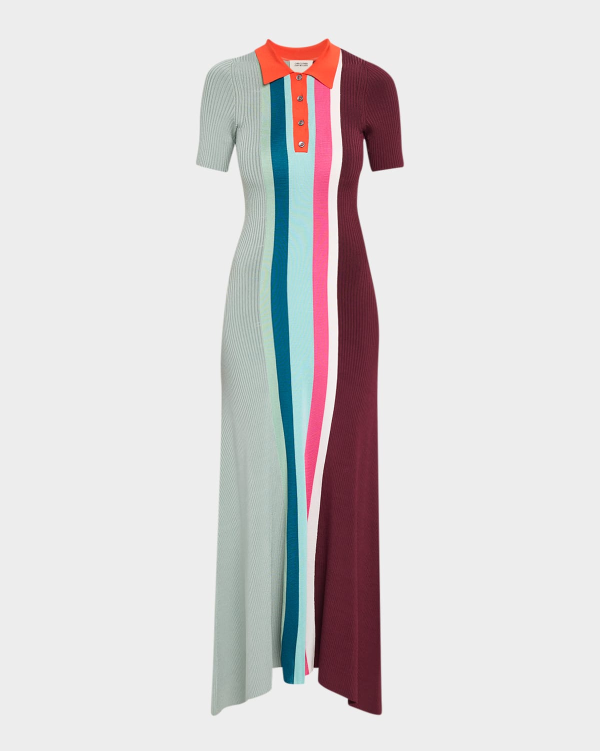 Christopher John Rogers Bowling Colorblock Knit Midi Polo Dress In Multi