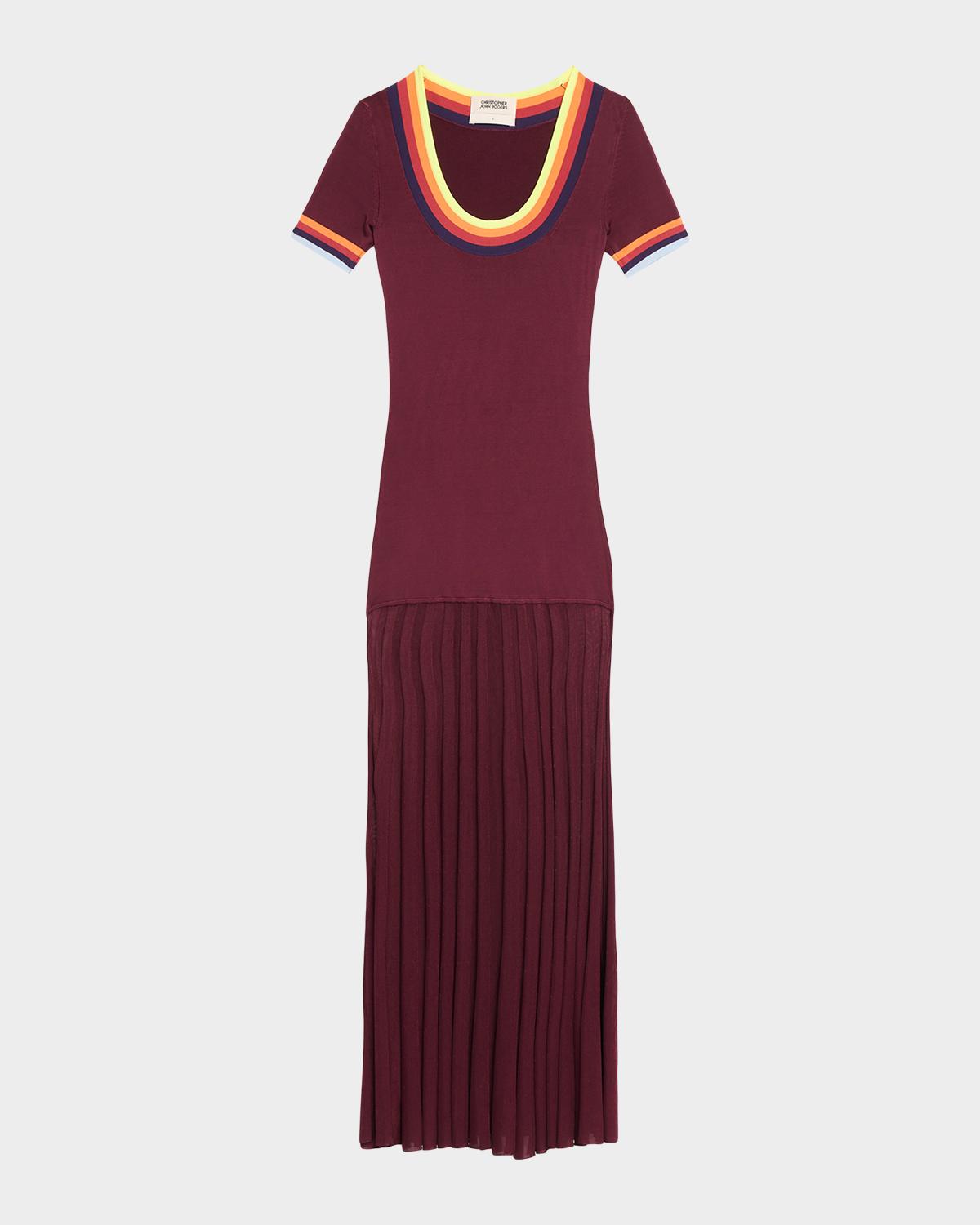 CHRISTOPHER JOHN ROGERS Saucer Neck Short-Sleeve Maxi Dress