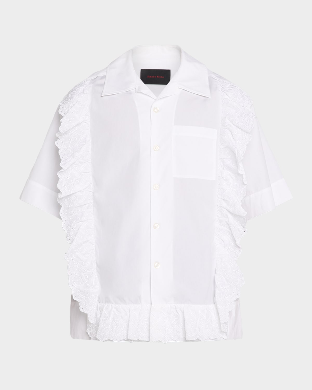 Simone Rocha en 's Ruffled Pillowcase-Trim Poplin Short-Sleeve Shirt