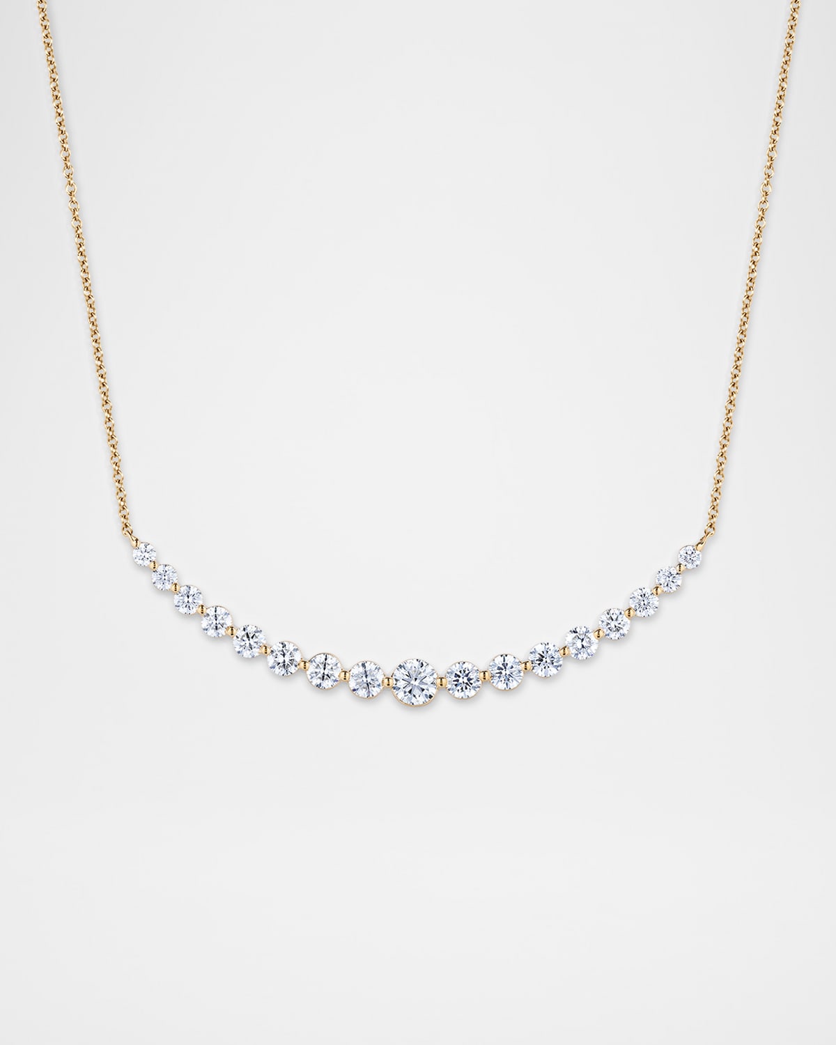 Neiman Marcus Diamonds 18K Yellow Gold Long Single Prong Smiley Bar Necklace