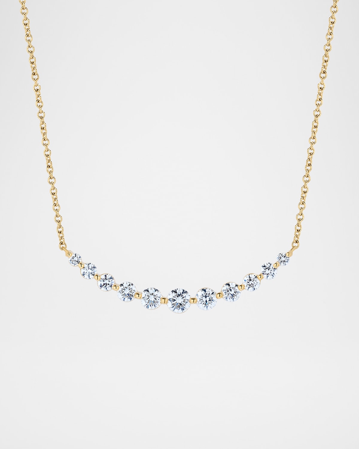Neiman Marcus Diamonds 18K Yellow Gold Small Single Prong Smiley Bar Necklace