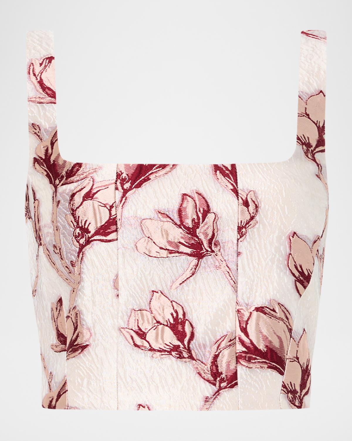 Milly Paige Floral Jacquard Crop Top