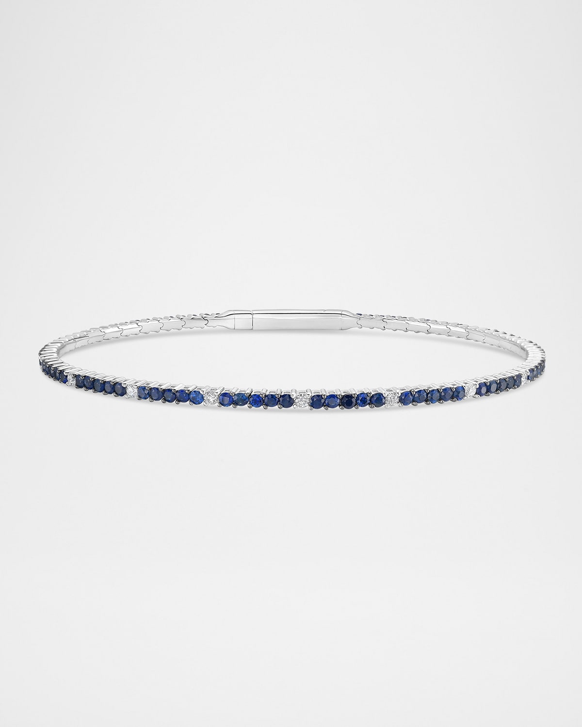 Neiman Marcus Diamonds 18K White Gold Diamond and Blue Sapphire Flex Bangle