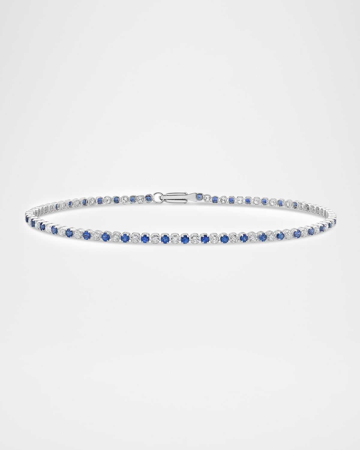Neiman Marcus Diamonds 18K White Gold Alternating Diamond and Blue Sapphire Bracelet