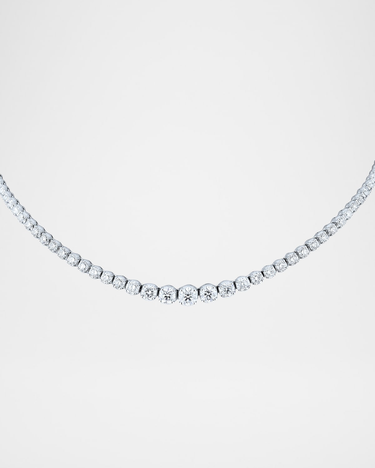 Neiman Marcus Diamonds 18K White Gold Graduated Diamond Necklace, 10.92tcw, 17"L