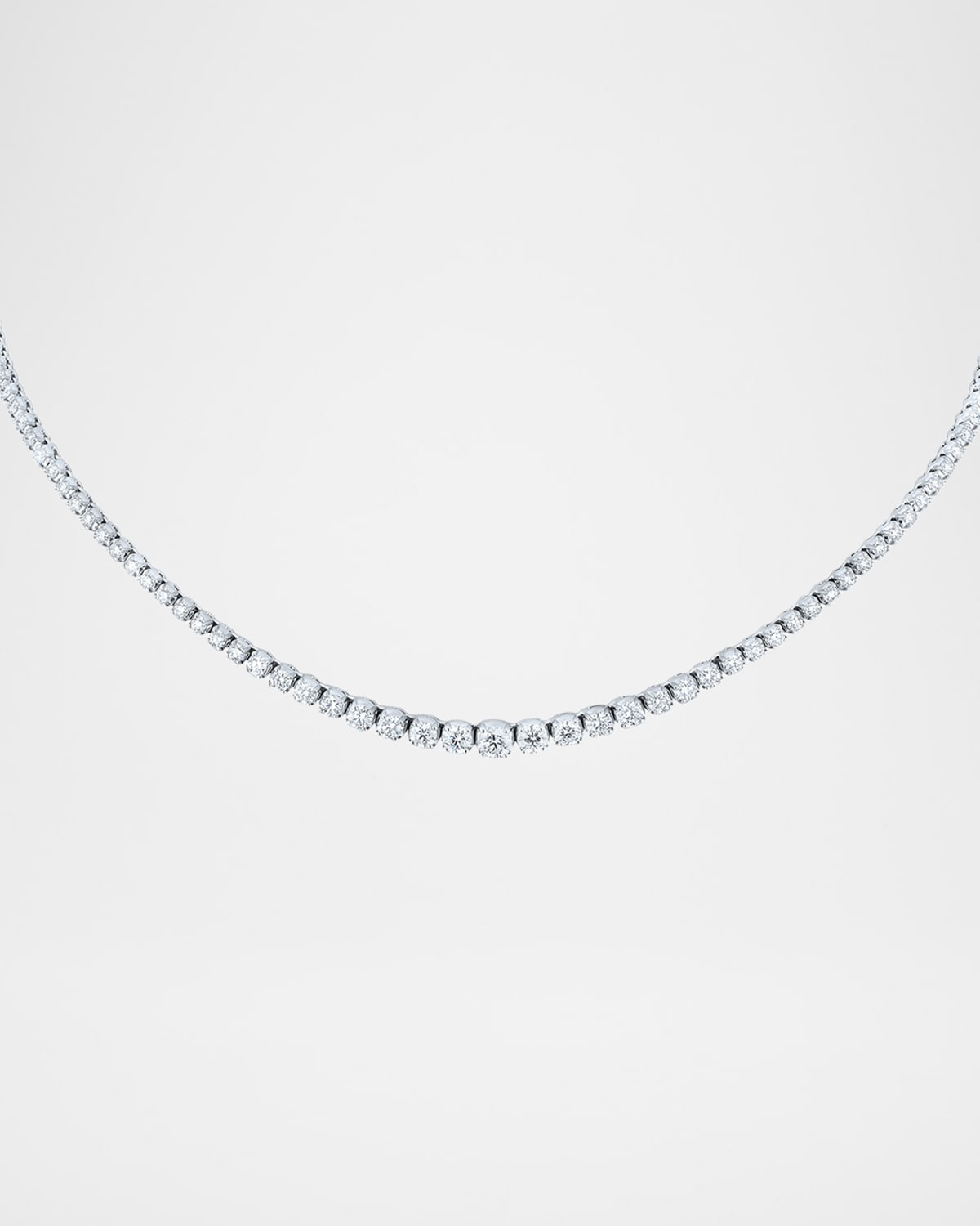 Neiman Marcus Diamonds 18K White Gold Graduated Diamond Necklace, 5.42tcw, 17"L