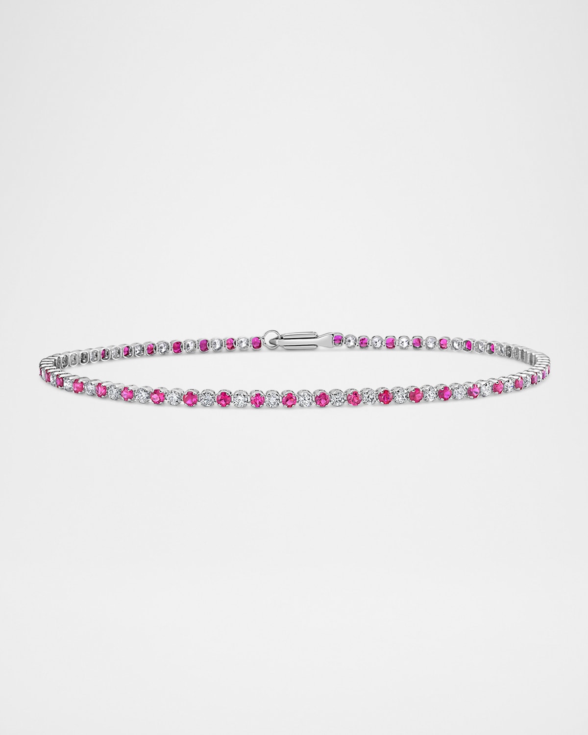 Neiman Marcus Diamonds 18K White Gold Alternating Diamond and Ruby Bracelet