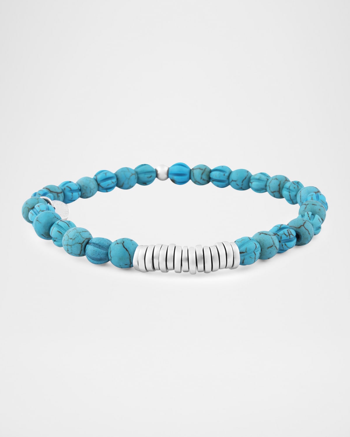 Tateossian Men 's Turquoise and Sterling Silver Disc Beaded Bracelet