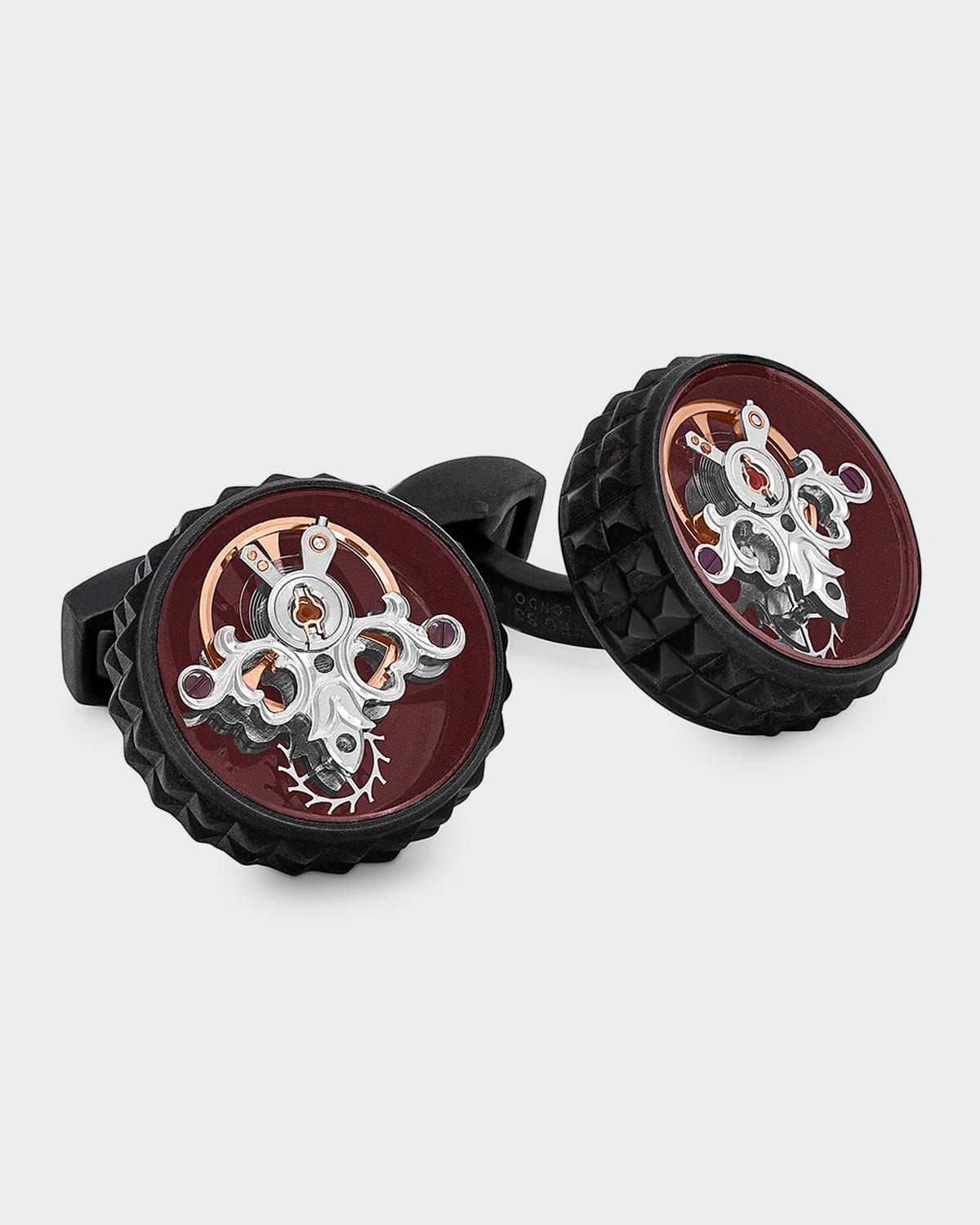 Tateossian Men 's Black IP Gunmetal Plated Giza Tourbillon Cufflinks