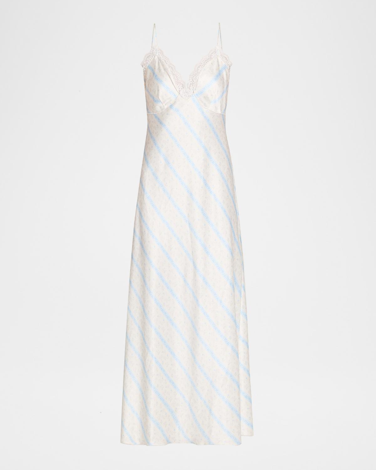 LoveShackFancy Manuela Floral Satin Slip Dress
