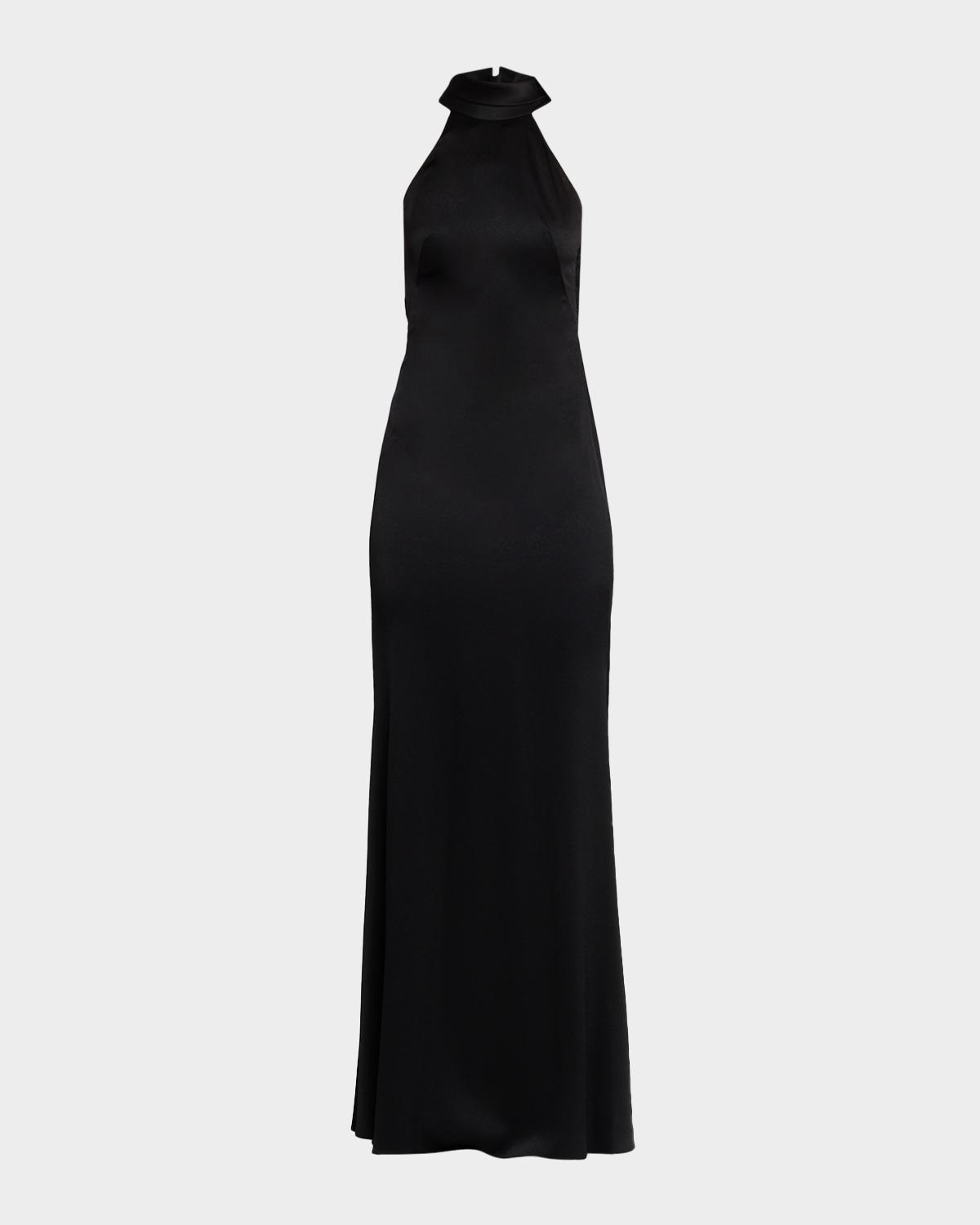Ungaro Poppy Lace-Back Halter Column Gown