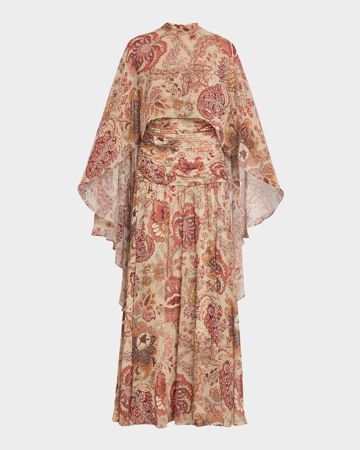 Ungaro Gretchen Floral-Print Maxi Dress with Cape