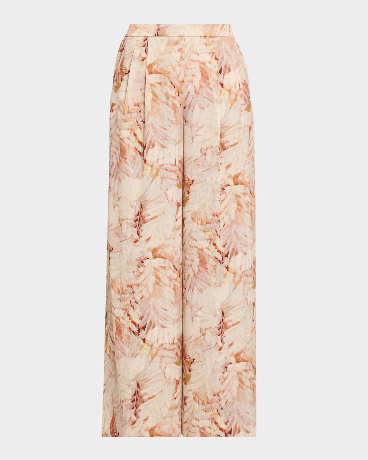 Ungaro Leighton Floral-Print Hammered Satin Pants