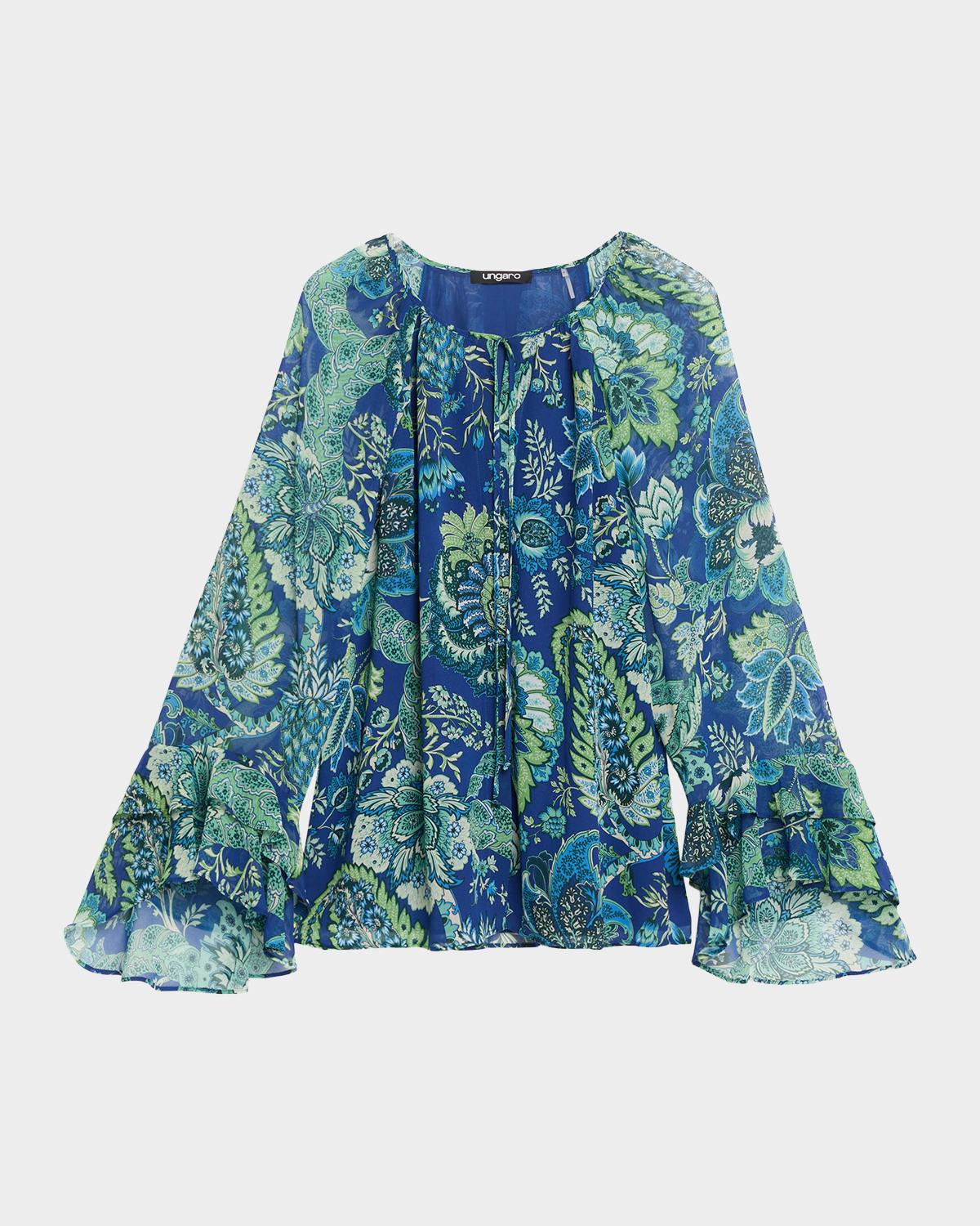 Ungaro Darby Paisley-Print Chiffon Blouse