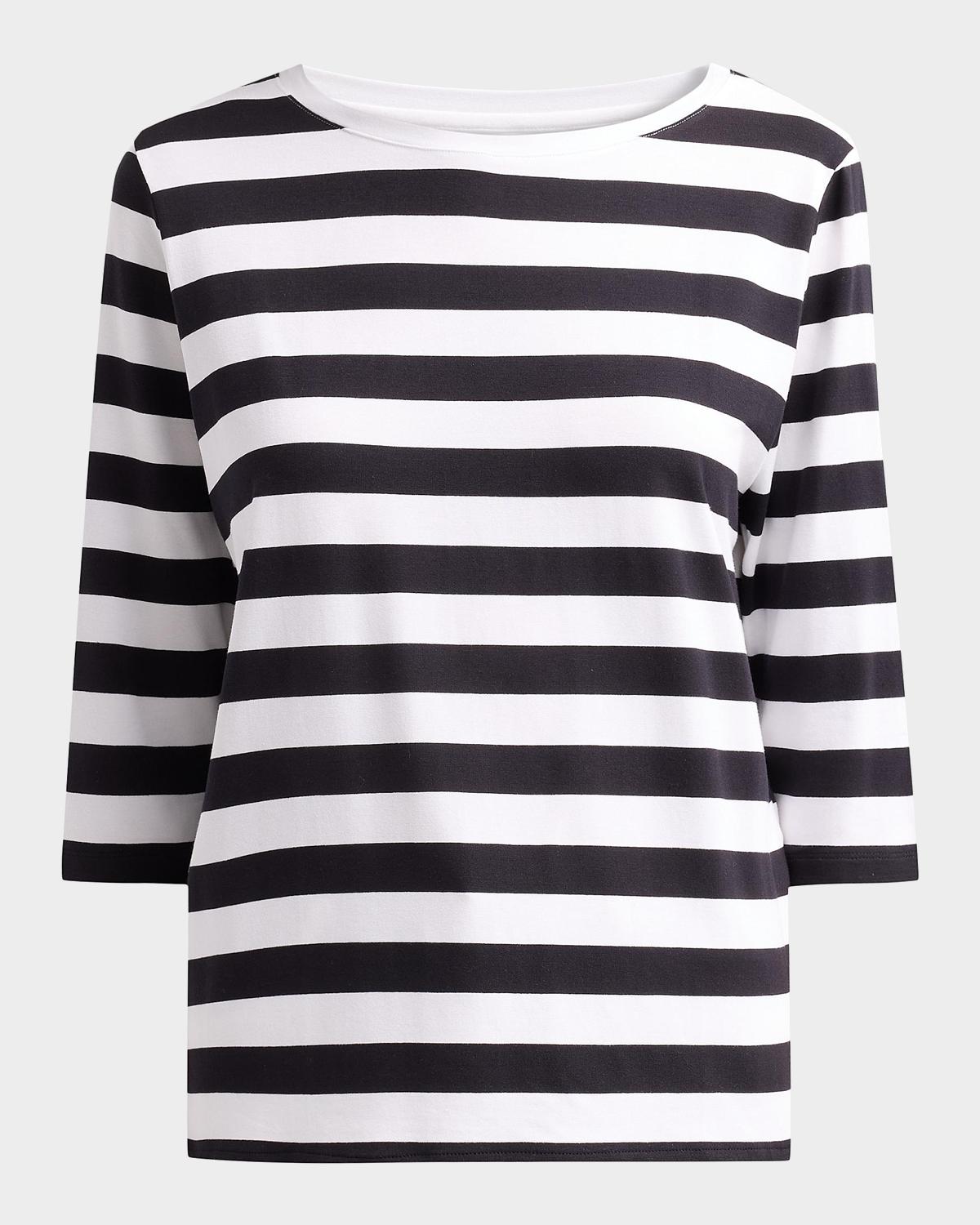 Majestic Filatures Soft Touch Striped Bateau-Neck Tee