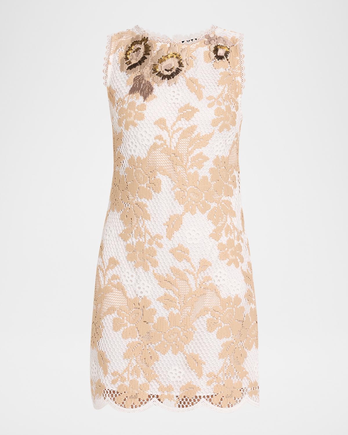 Ungaro Victoria Scalloped Lace Mini Shift Dress