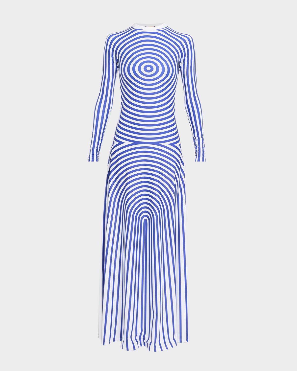 Jean Paul Gaultier Target Print Jersey Long-Sleeve Maxi Dress