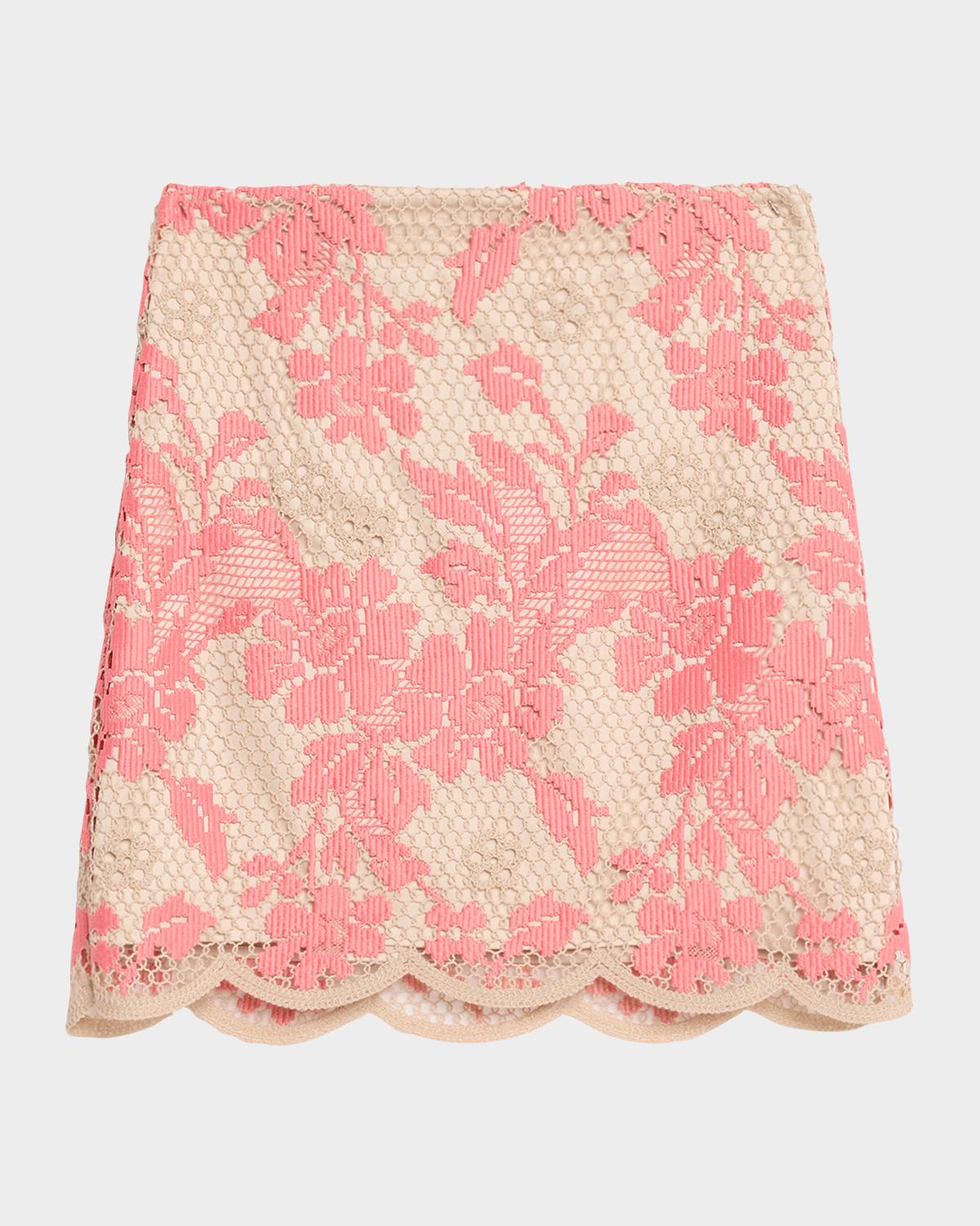 Ungaro Hunter Scalloped Floral Lace Mini Skirt